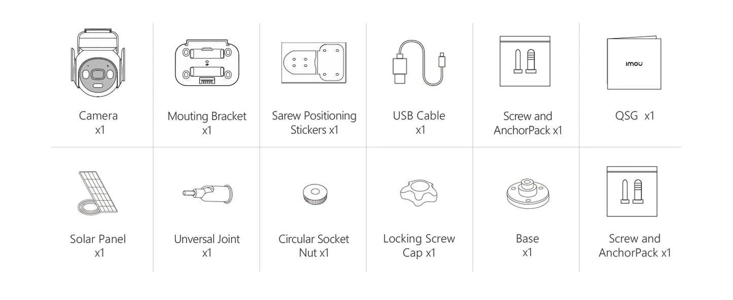 IMOU AOV PT 5MP With Solar Panel 360° PTZ Outdoor Security Camera 4G LTE Wifi Network 10000mAh Battery Auto Tracking IP Camera