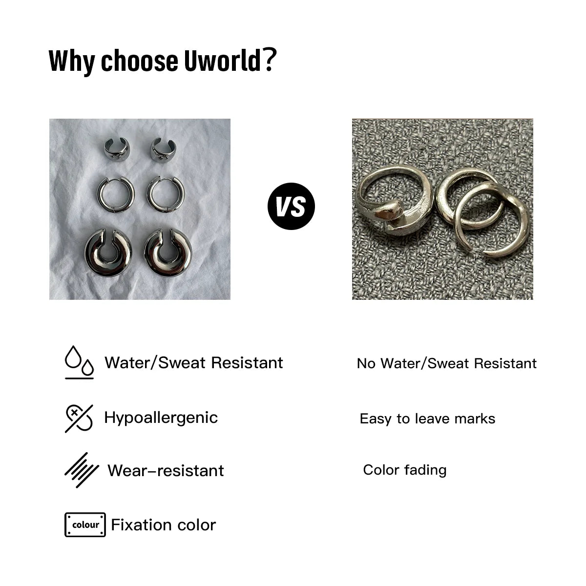 Uworld Simple Classic 18K Gold Color Plated Stainless Steel Water Droplet Shaped White Zircon Y-shaped Chain Stackable Chain Nec