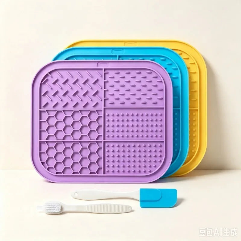 Pet Lick Mat for Dogs Cats, Anti-slip Anxiety Reducer Lick Tray,  Anxiety Relief Feeding Pad for Bath Grooming Distraction