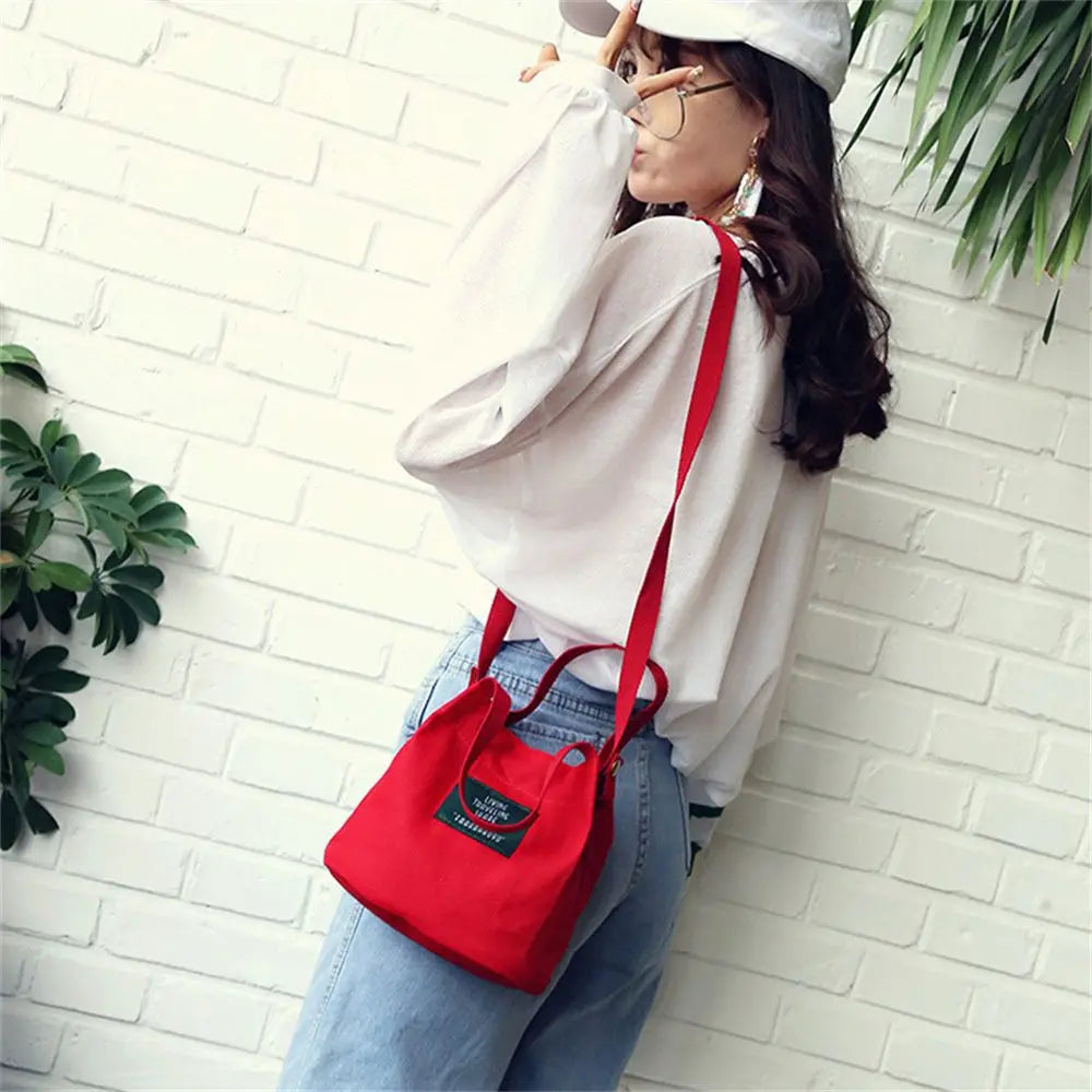 Women Shoulder Bags Letter Handbags Casual Buckle Tote Canvas Crossbody Bag Cute Shopping Bag For Ladies