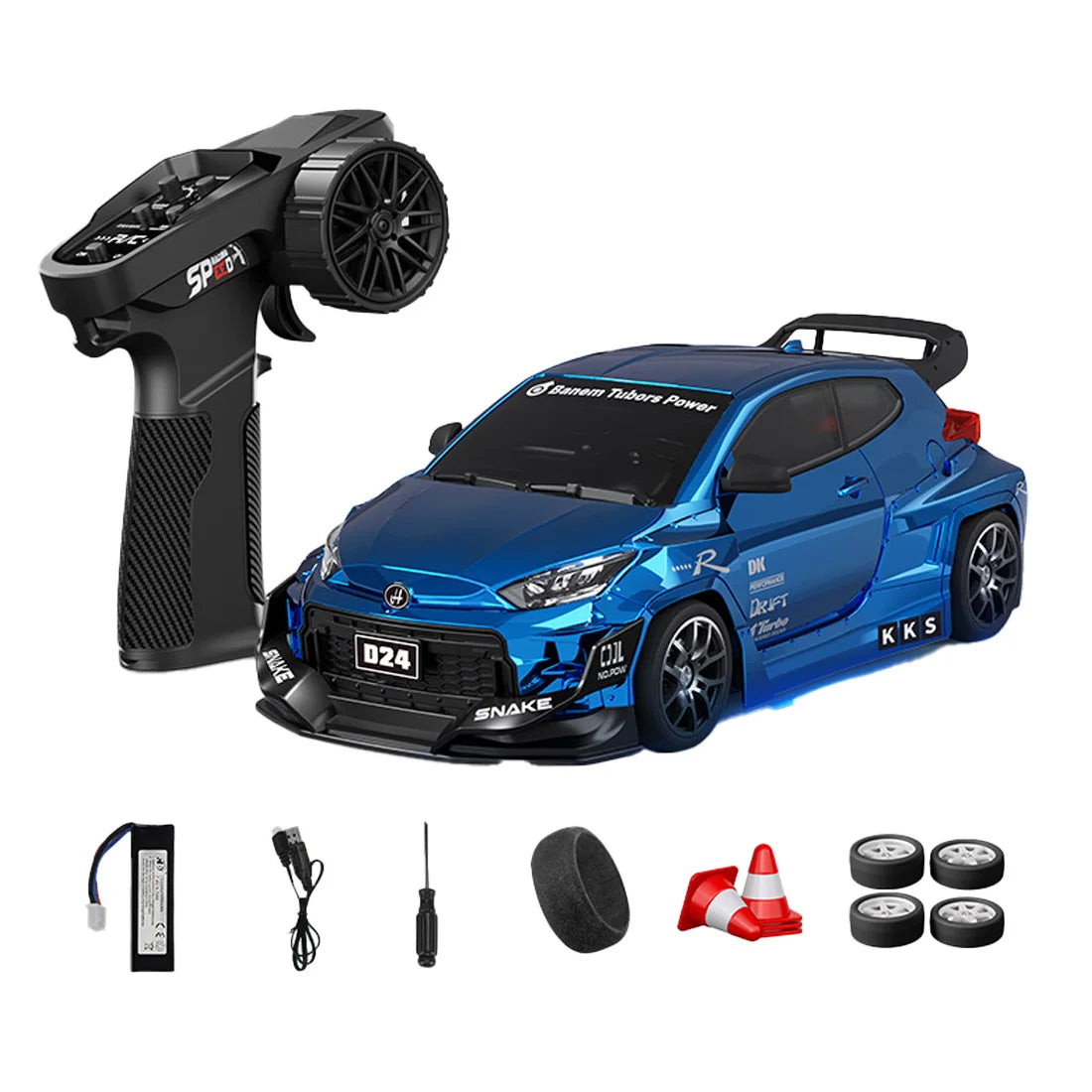 D24 1:24 RC Drift Car 4WD Proportional High Speed Racing Vehicle with ESP Gyro Underglow LED Dual Tires Remote Control Sport Car