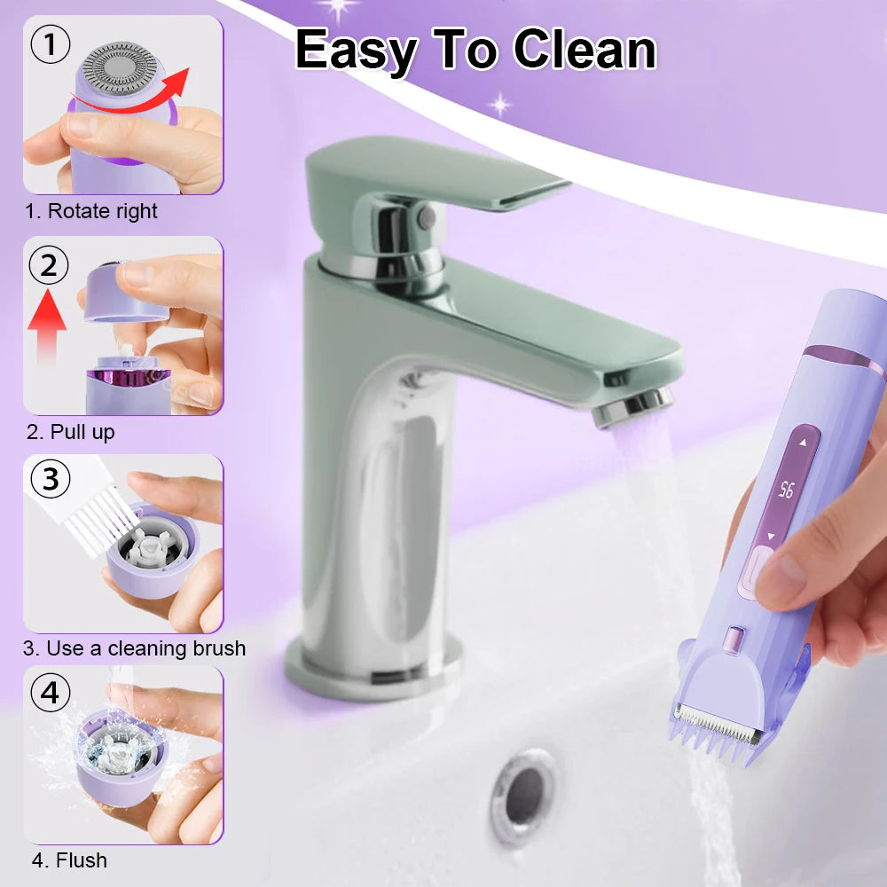 Electric Hair Shaver 2 in 1 Dual-Head Women Razor Body Bikini Hair Remover USB Rechargeable Painless Legs Underarm Hair Trimmer