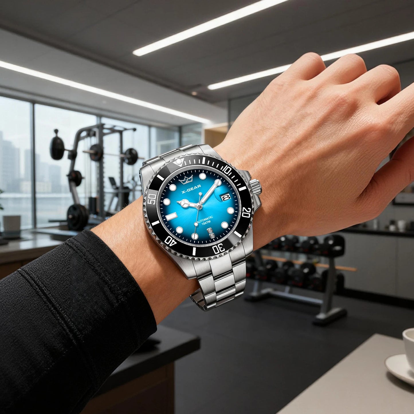 Water Ghost Luminous Dive Watch with Ceramic Bezel Waterproof Automatic Mechanical Movement Stainless Steel Watch Strap