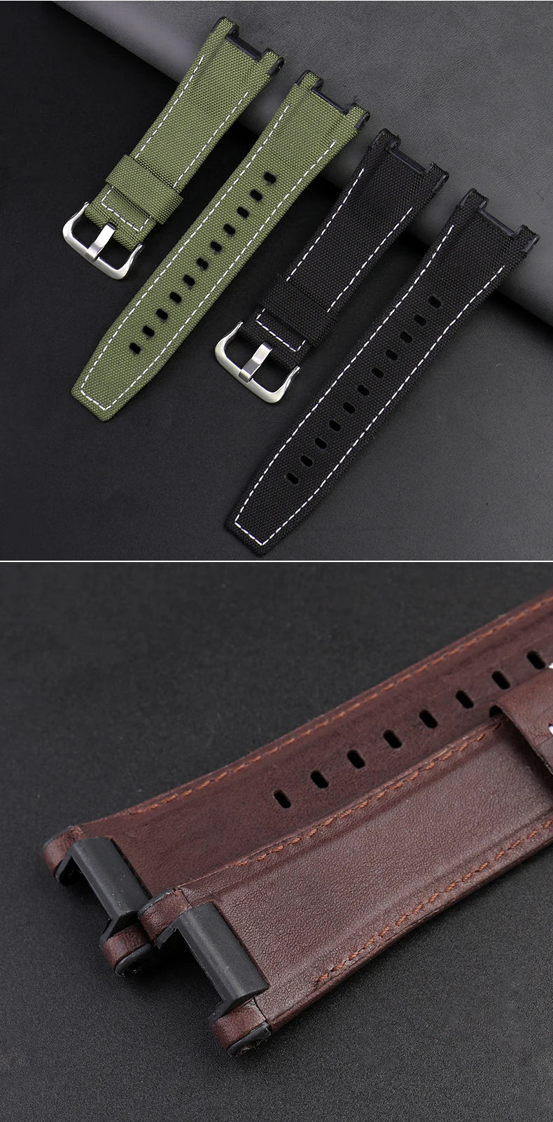 for Casio GST-S130/S110/S120/W130l/B100/W300 Strap Belt Genuine Leather Nylon Men's Watch Band Replacement bracelet Accessories