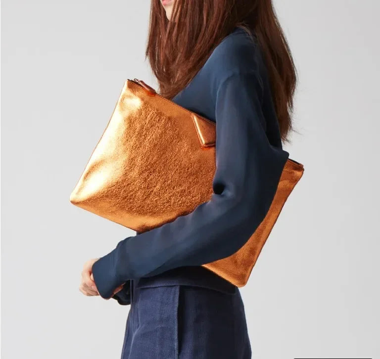 Women Day Clutch Bags Luxury Designer Lady Handbags Female Envelope Bags PU Leather A4 Briefcase Bolsa Wallet Silver