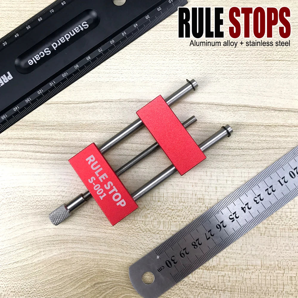 Convenient Rule Stop Woodworking Tools Steel Ruler Positioning Block Carpenter Scriber Gauge Marking Tool