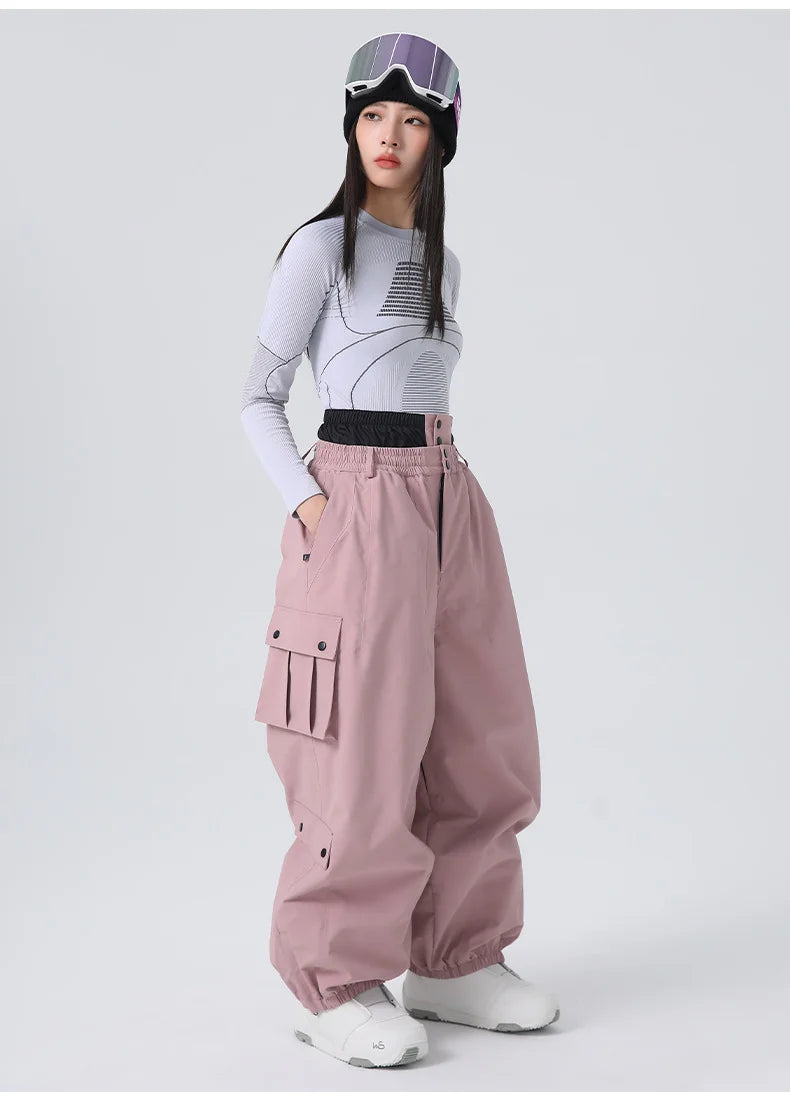 2026 Searipe Workwear Ski Pants Women's New Style Single Board Loose Snow Pants Waterproof and Cold Proof Men's 3L Snow Suit