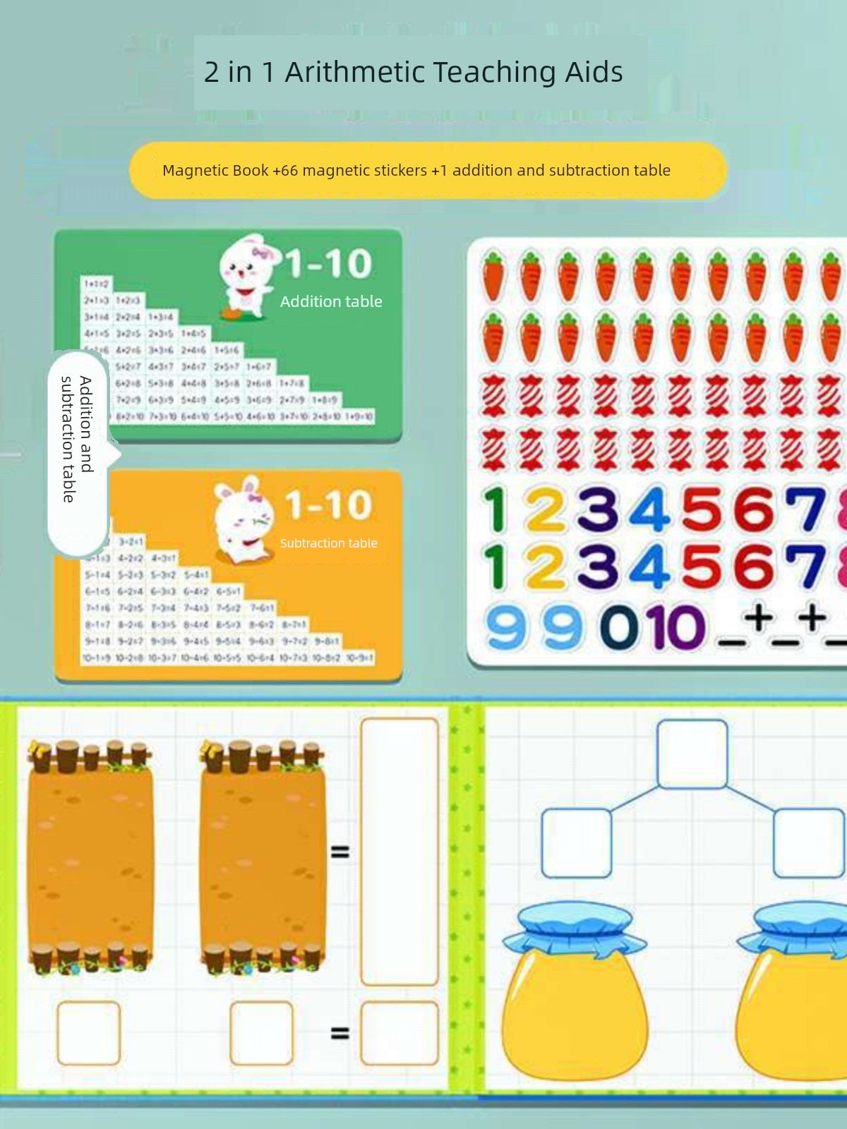 Kindergarten Mathematics Addition and Subtraction Teaching Aids Handy Gadget 10 Grid Number Less than 20 Kids Arithmetic Decomposition Enlightenment 0-10