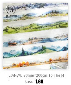 JIANWU 60mm*200cm Weekend Daily Series Vintage Character Life Landscaping Material Collage PET Tape Creative Journal Stationery