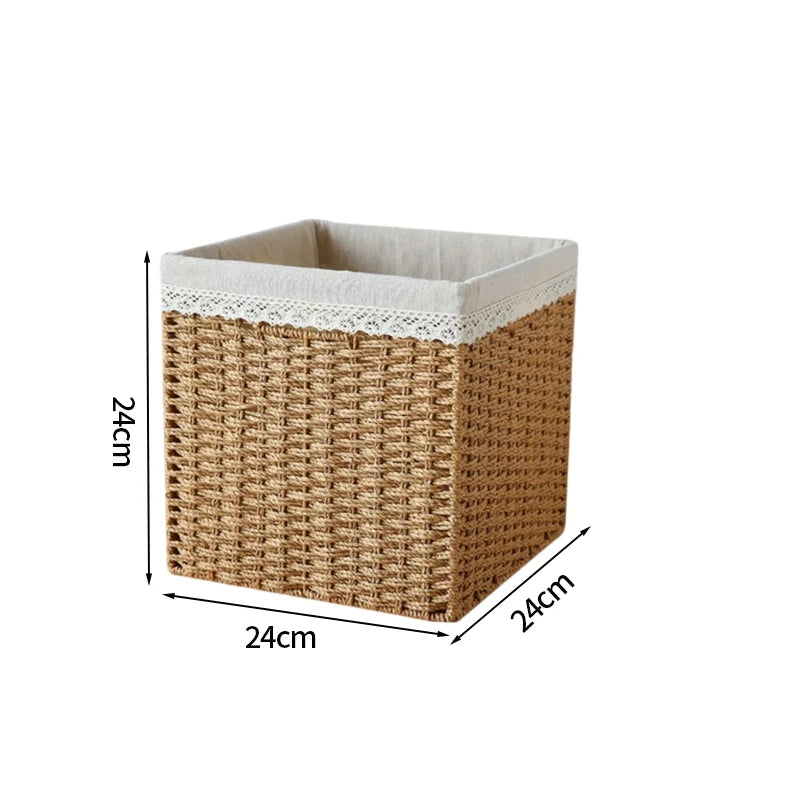 Home Woven Storage Basket Large Capacity Laundry Baskets Sundries Wardrobe Closet Organizer Clothes Toys Decor Panier Rangement