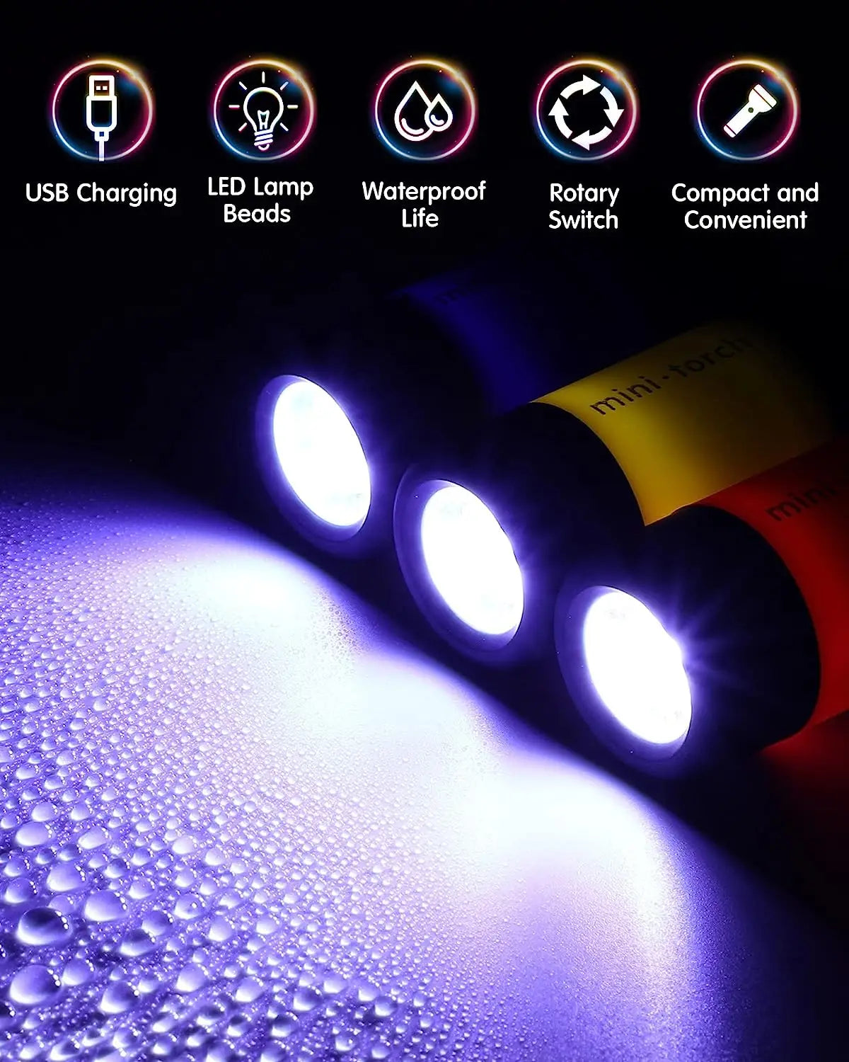 3/1pcs LED Mini Torch Light USB Rechargeable Flashlight Outdoor Waterproof Keychain Torches Lights For Hiking Camping Lighting