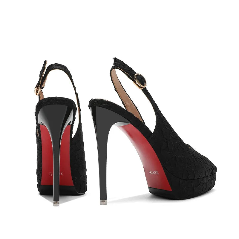 Sexy Mary Jane Heels Women OL High Heels Black Nude Pumps Women Shoes High Heel 12cm Pointed Toe Platform Heels Womens Shoes