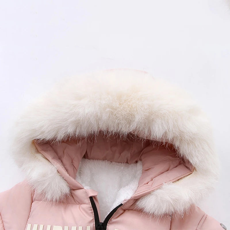 Winter Newborn Baby Jumpsuit Thicken Baby Clothes Plus Velvet Warm Baby Rompers With Gloves Hooded Infant Snowsuit Clothing