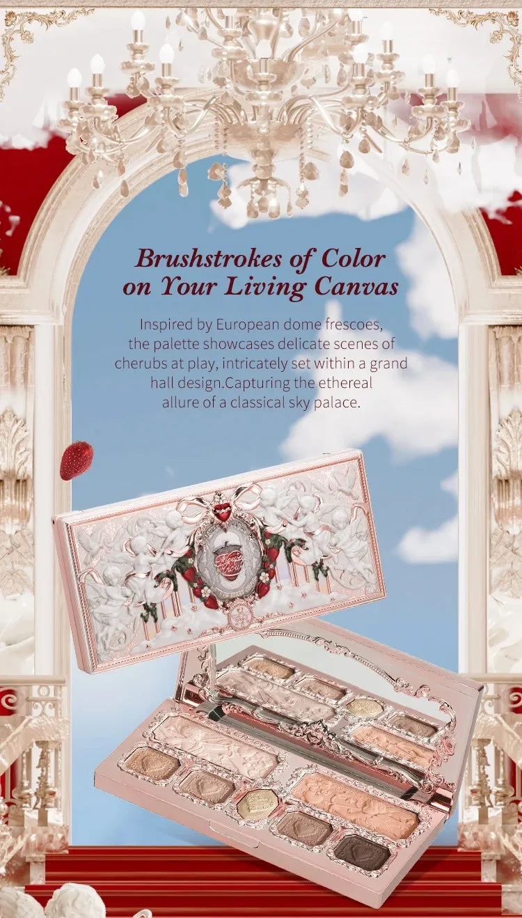 Flower Knows Strawberry Rococo Series Makeup Set Glitter Matte Eyeshadow Palette Blusher Power Velvet Lipstick Kit Perfume Set