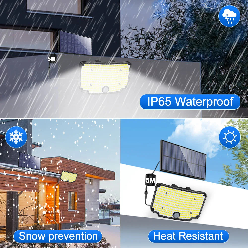 254/243LED Outdoor Solar Lights Garden Solar Powered Security Light Flood Light Motion Sensor 3 Mode Waterproof Garden Shed Yard