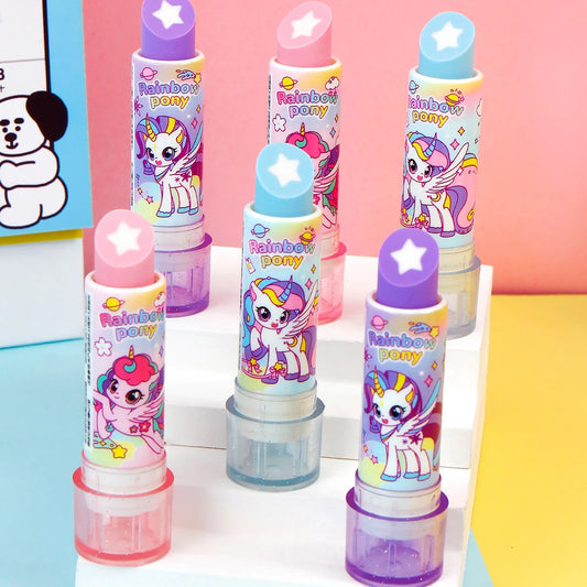Pony-style lipstick, eraser, fun cosmetics, styling, school office painting, exam pencil, eraser, student and teacher gifts