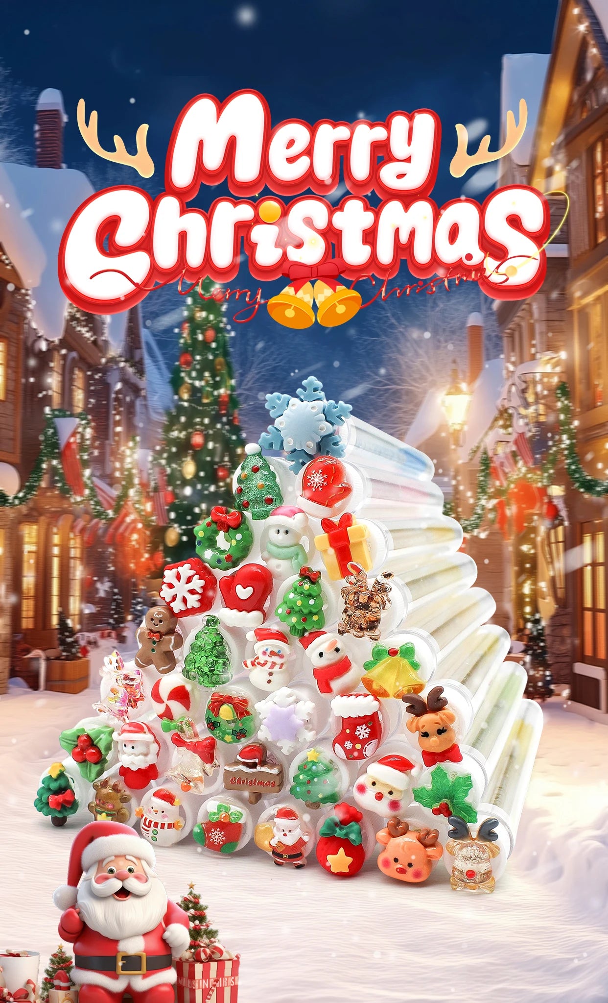 Christmas Eyelash Brush Tubes With Lash Reusable Mascara Wands Replaceable Makeup Applicators Dust-proof Lash Extension Supplies