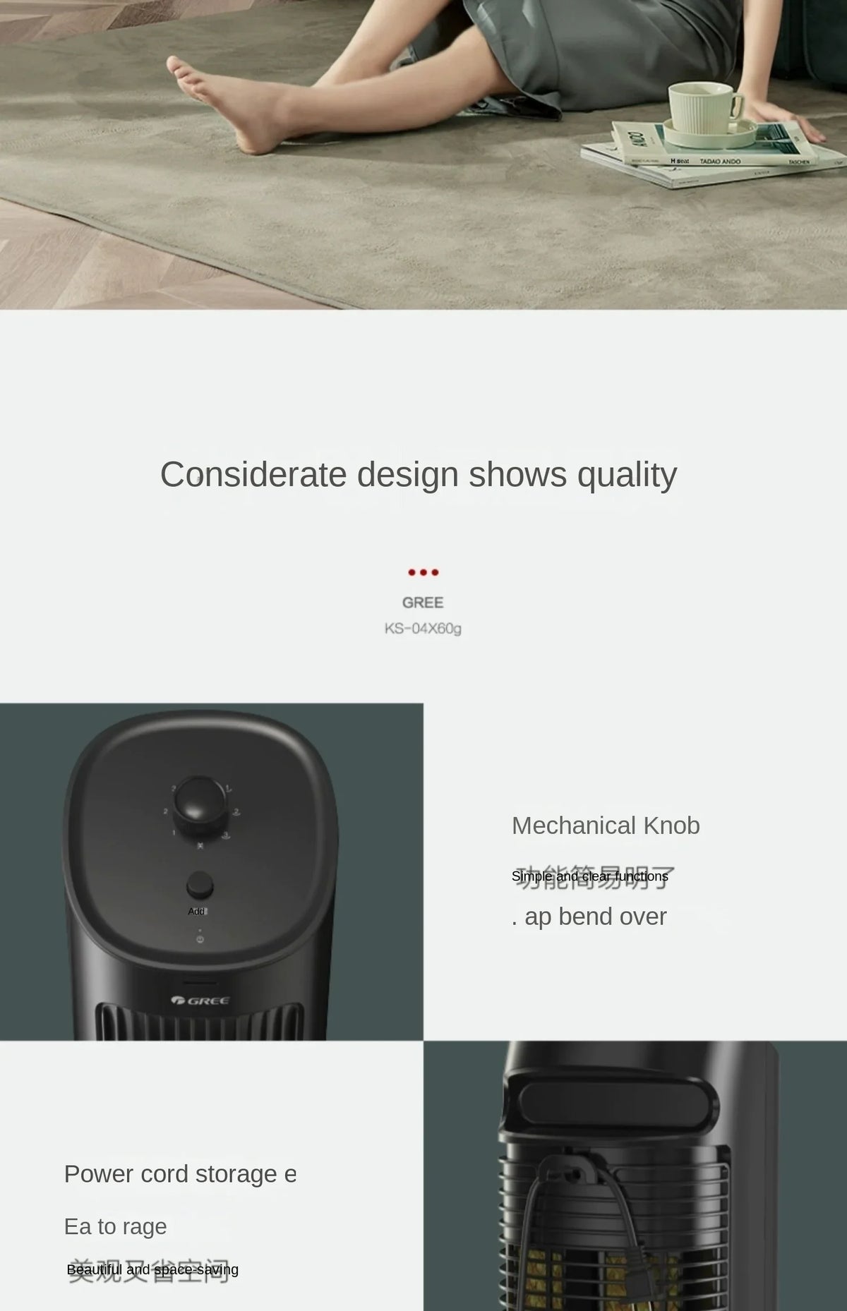 220V Gree air conditioning fan, air cooler, household mobile tower water small air conditioning fan AF