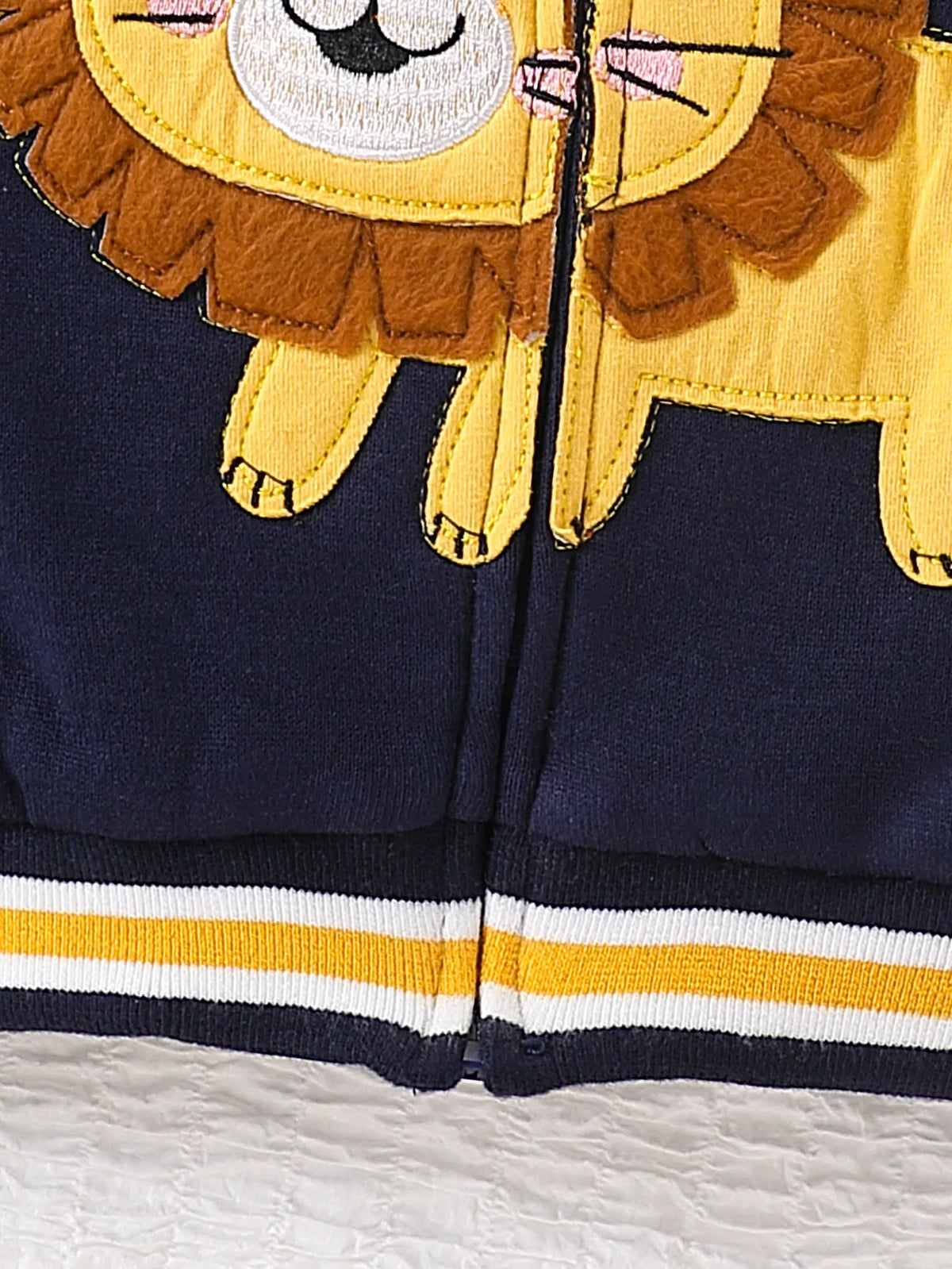 Cute Cartoon 3D Lion Embroidered Color-Blocked Hooded Zip-Up Fleece Jacket Winter Warm Baseball-Style Sweatshirt Jacket