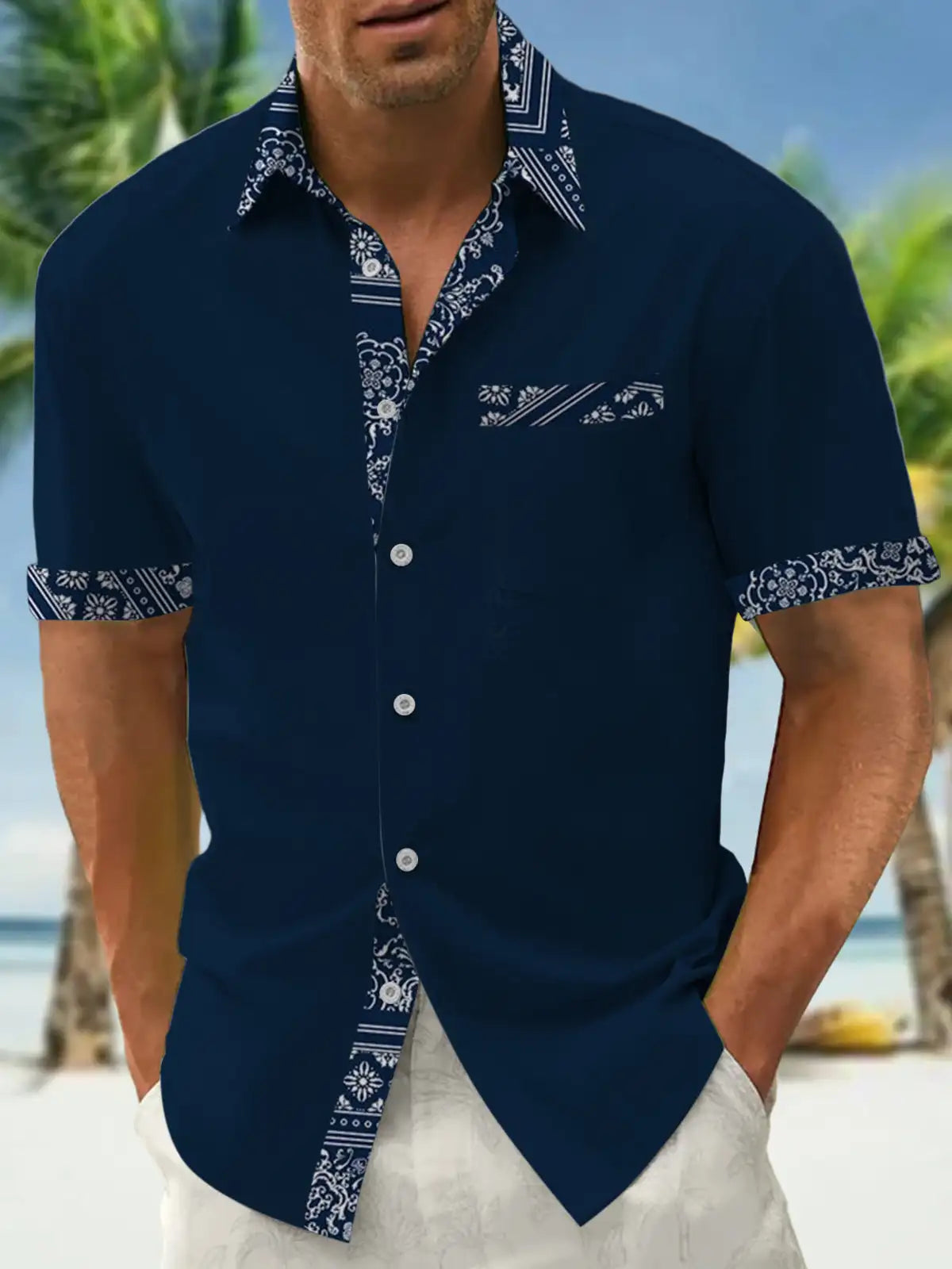Men's shirts, button up shirts, casual shirts, spring and summer, printed short sleeves, daily, fashionable, comfortable