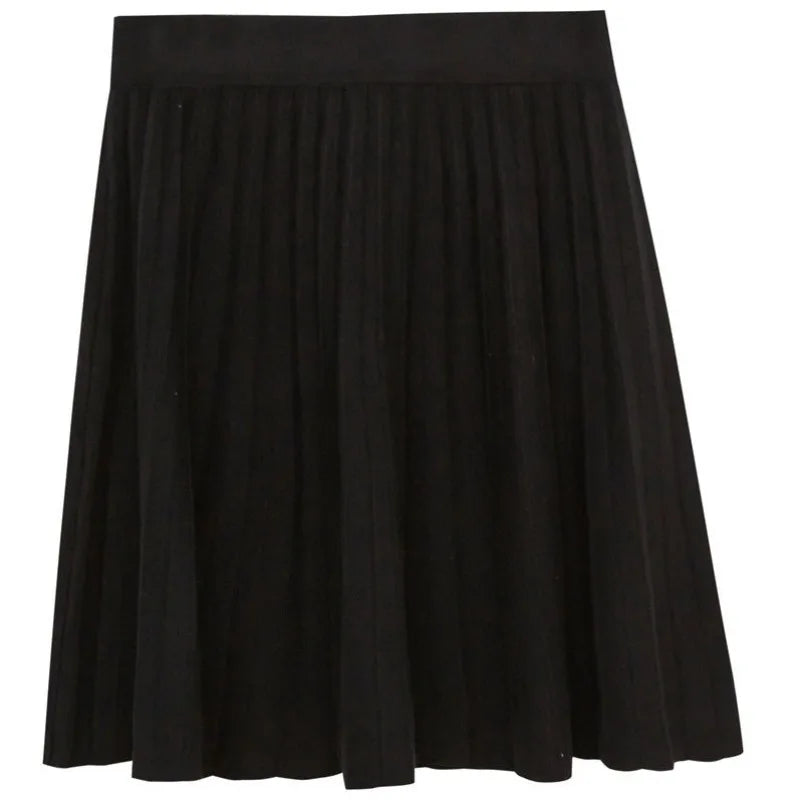 Clothes for Women Autumn Winter Korean Fashion Sexy Sweet Chic Pleated Skirts Elegant High Waist Solid Slim A-line Knitted Skirt