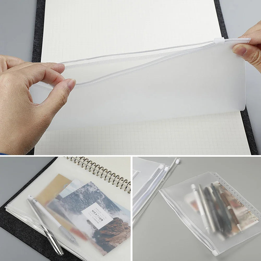 1PCS/LOT A5/A6/A7 Storage Bag School Office Supply Transparent Loose sheet Notebook zipper Self-sealing File Holder