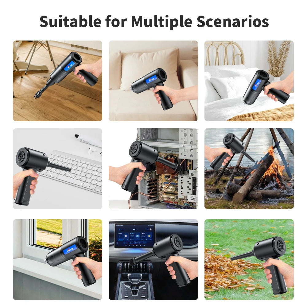 Electric Compressed Air Duster 2 in 1 Cordless Car Vacuum Cleaner Powerful Handheld Dust Air Blower for Pet Hair Office Keyboard