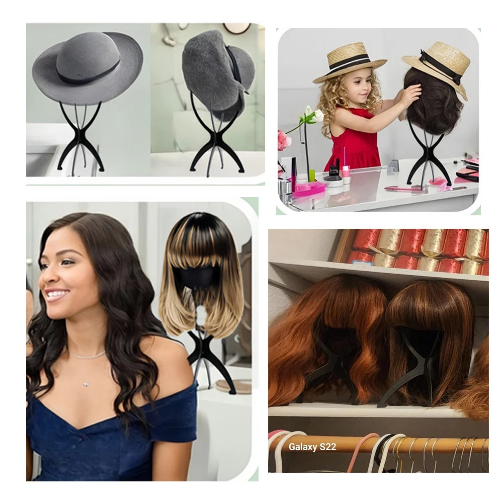 Hair Extension Holder Durable Folding Wig Stand for Solid Color Wigs - Stable Hair Clip and Display Tool