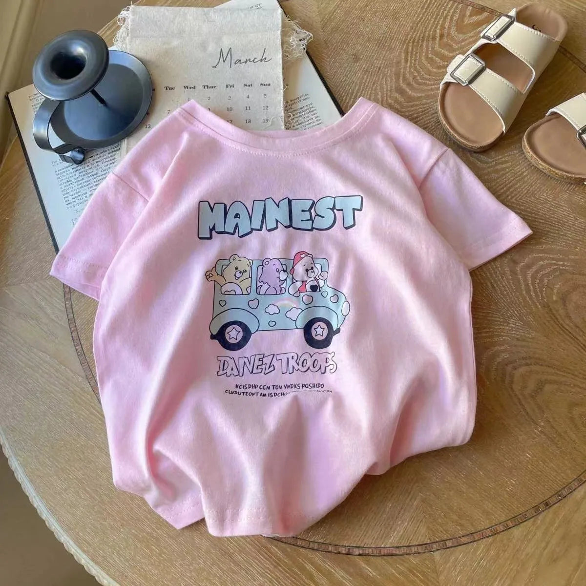 Summer New Cartoon Print Children's Short Sleeved Boys And Girls Loose Fashion T-shirt Round Neck Casual Pullover Tee