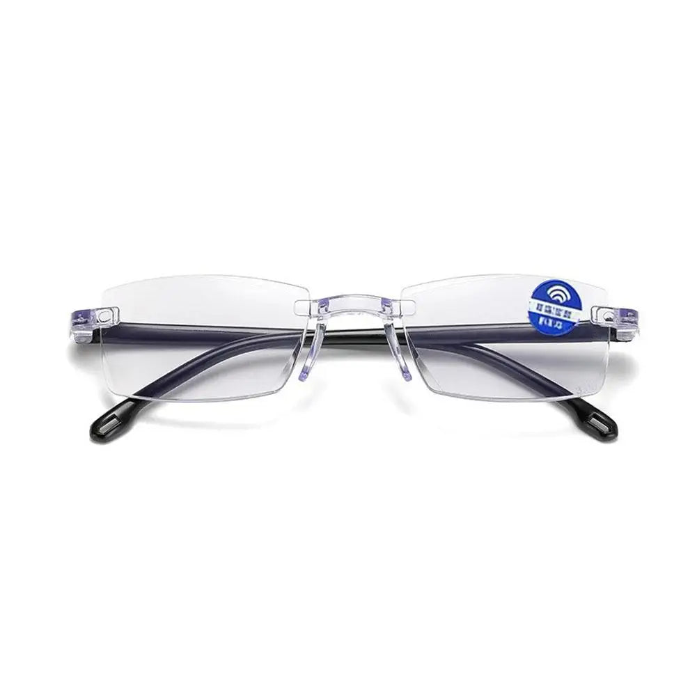 Intelligent Anti-blue Light Reading Glasses Frameless Ultralight Square Frame Cutting Edge Presbyopic Glasses For Men and Women