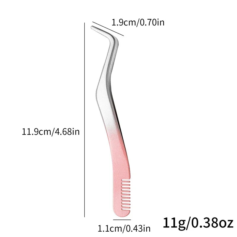 Color Eyelash Comb Tweezers Carbon Steel Professional Pincet Lashes Extension Tweezers False Eyelashes Applicator Makeup Tools