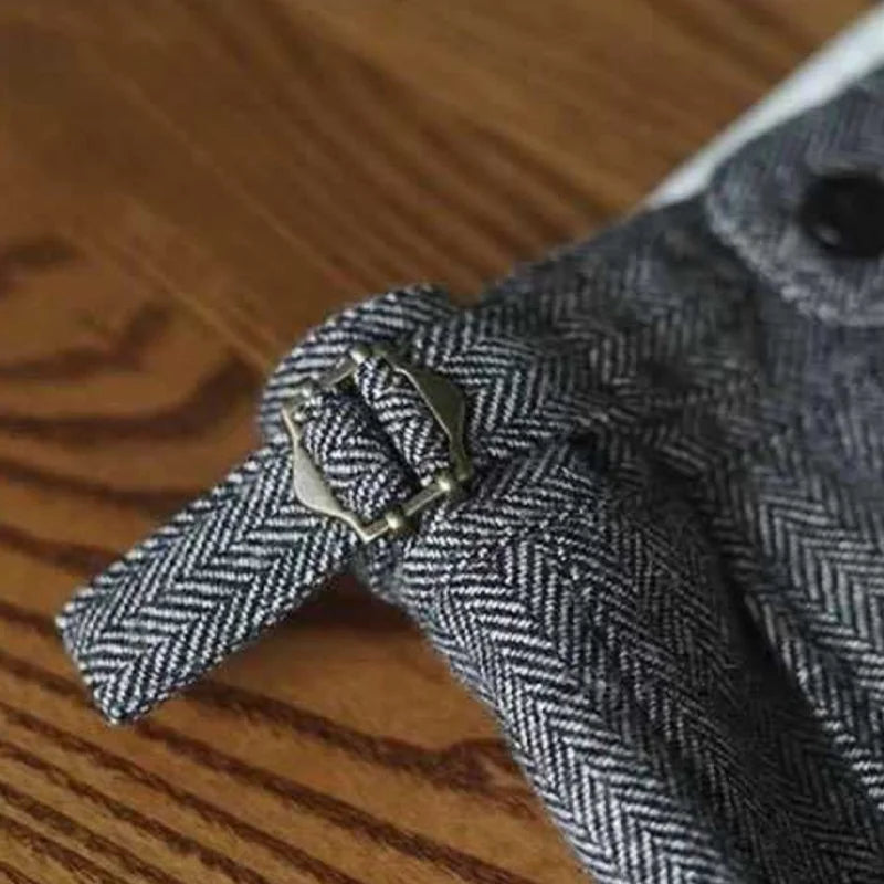 Vintage Naples Wool Herringbone Pants Autumn and Winter American-Style Coarse Twill British Slim-Fit Casual Pants