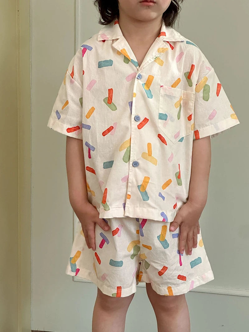 2025 New Vacation Style Cotton Kids' Summer Clothing Set Girls Sundress for 80 - 150cm Boys and Girls Sibling Outfits