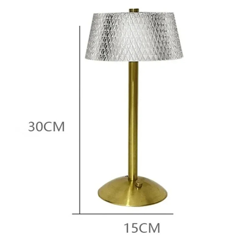Classic LED Cordless Table Lamp USB Rechargeable Night Light Coffe Bar Touch Dimming Desk Lamp Bedroom Decor Crystal Table Lamps