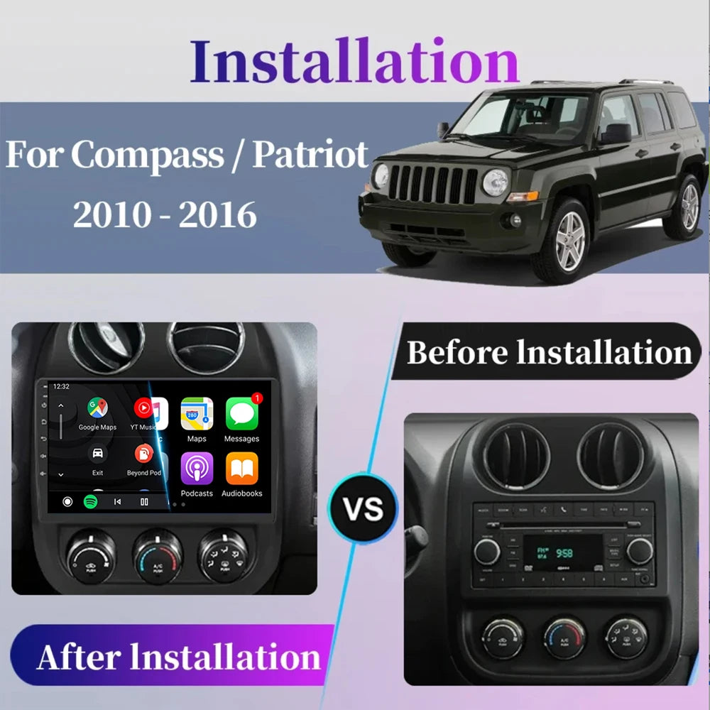 Android15 video Player Car Radio For Jeep Compass Patriot 2010 - 2016 Autoradio Stereo 2 Din GPS Navigation Carplay DSP WIFI+4G