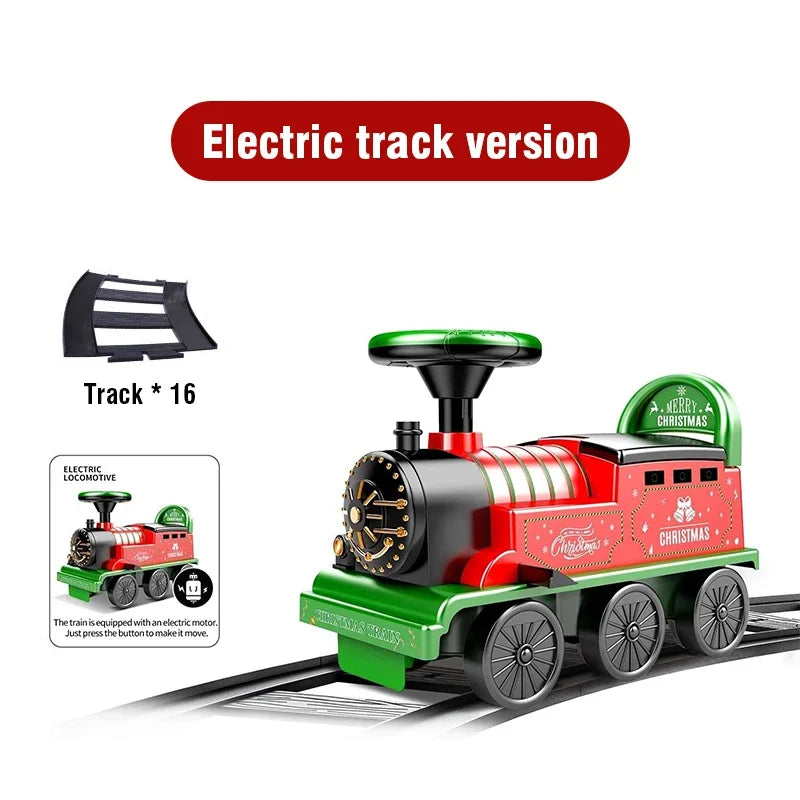 Christmas Retro Train Kids Riding Rail Car Toy with Lights Sounds Electric Track Train Model Children's Toy Xmas New Year Gifts