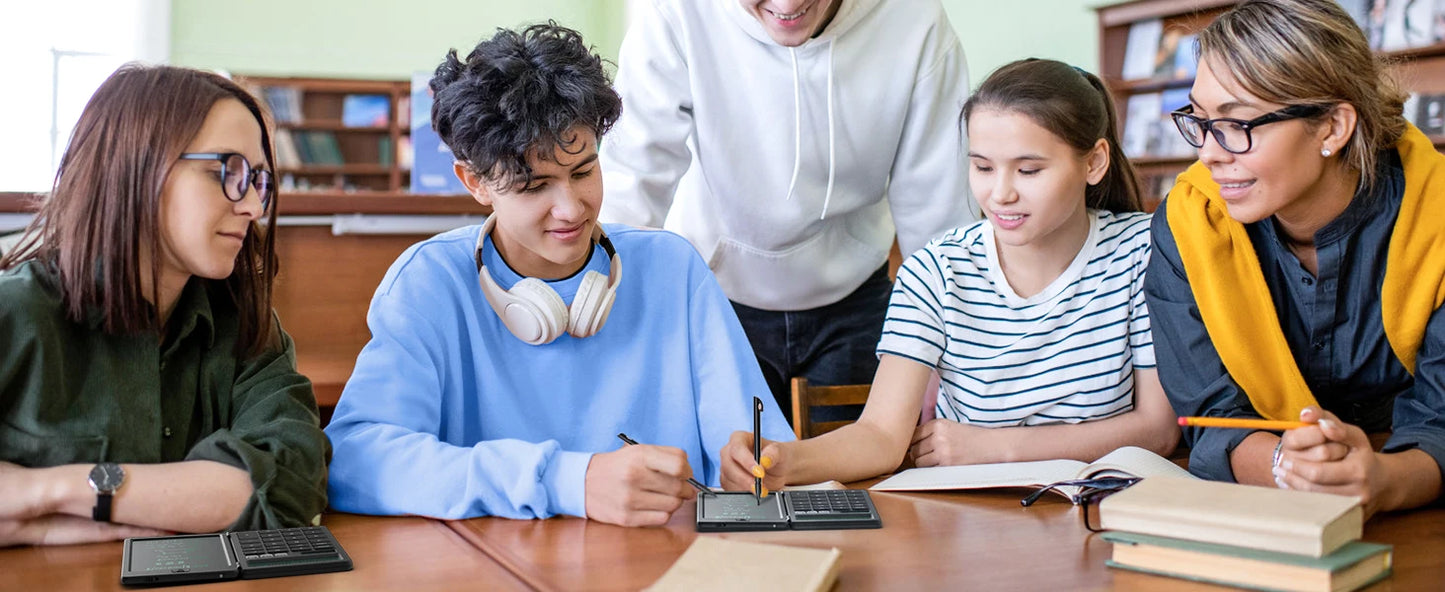 Upgraded Basic Calculator with 6.5 Inch Notepad Standard Calculator Pocket 12 Digits Function 2 in 1 Portable for School Office