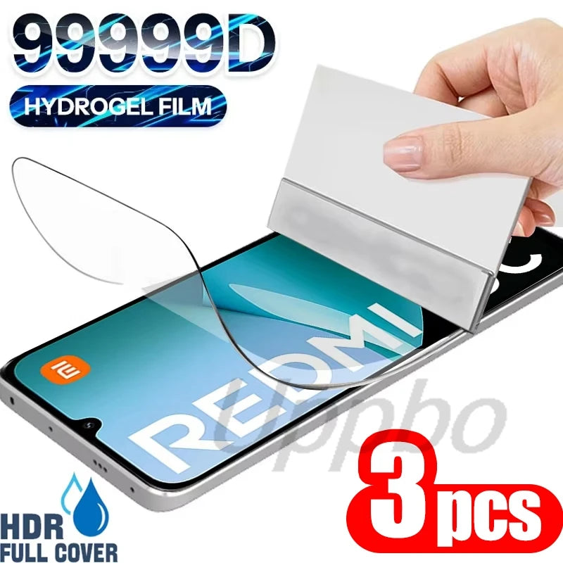 3Pcs Hydrogel Film For Xiaomi Redmi Note 13 Pro 12 11S 10 Pro Max 9S 13C 5G Not Glass Full Cover Soft Screen Protector