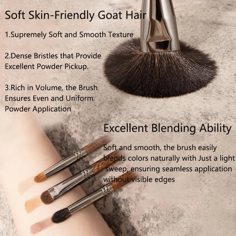 OVW Hot Sale Natural Goat Hair Makeup Brush Set  Goat Hair Eyeshadow Foundation Blush Brush for Professional And Personal Use