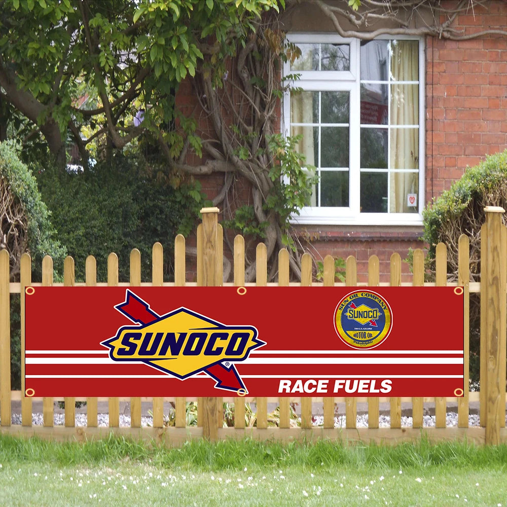 60X240cm Sunocos racing car Banner Flag Polyester Printed Garage or Outdoor Decoration Tapestry