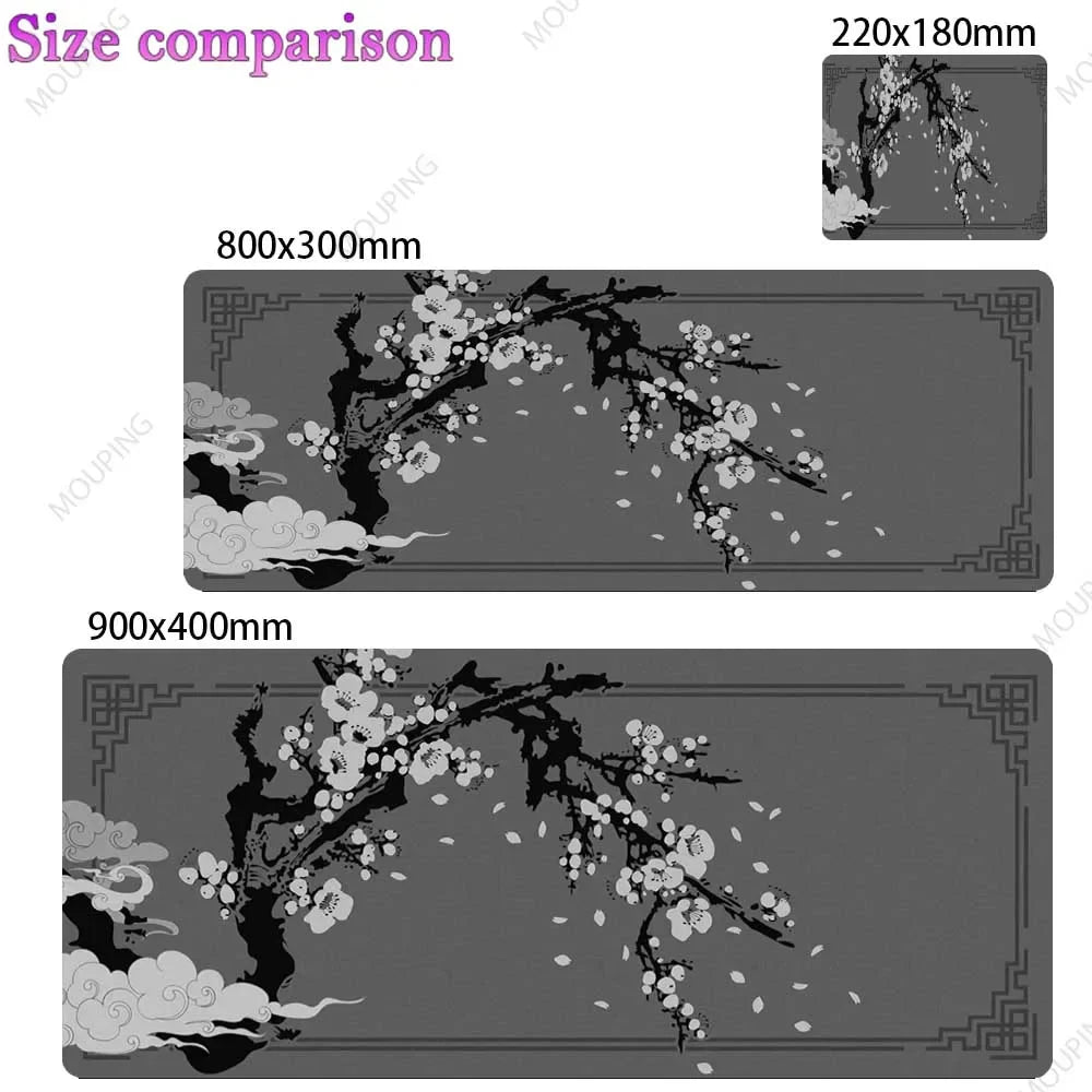 Japan Cherry Blossom Mouse Pad Gray Laptops Gaming Deskmat Sakura Mousepad Anime Office Carpet Gamer Keyboard Computer Desks