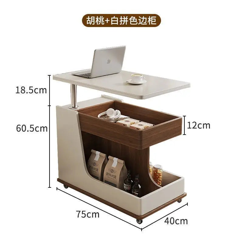 Solid Wood High-End Bedroom Furniture Luxury Modern Slate Multifunctional Side Cabinet Sofa Trolley Lift Capabilities Accessible