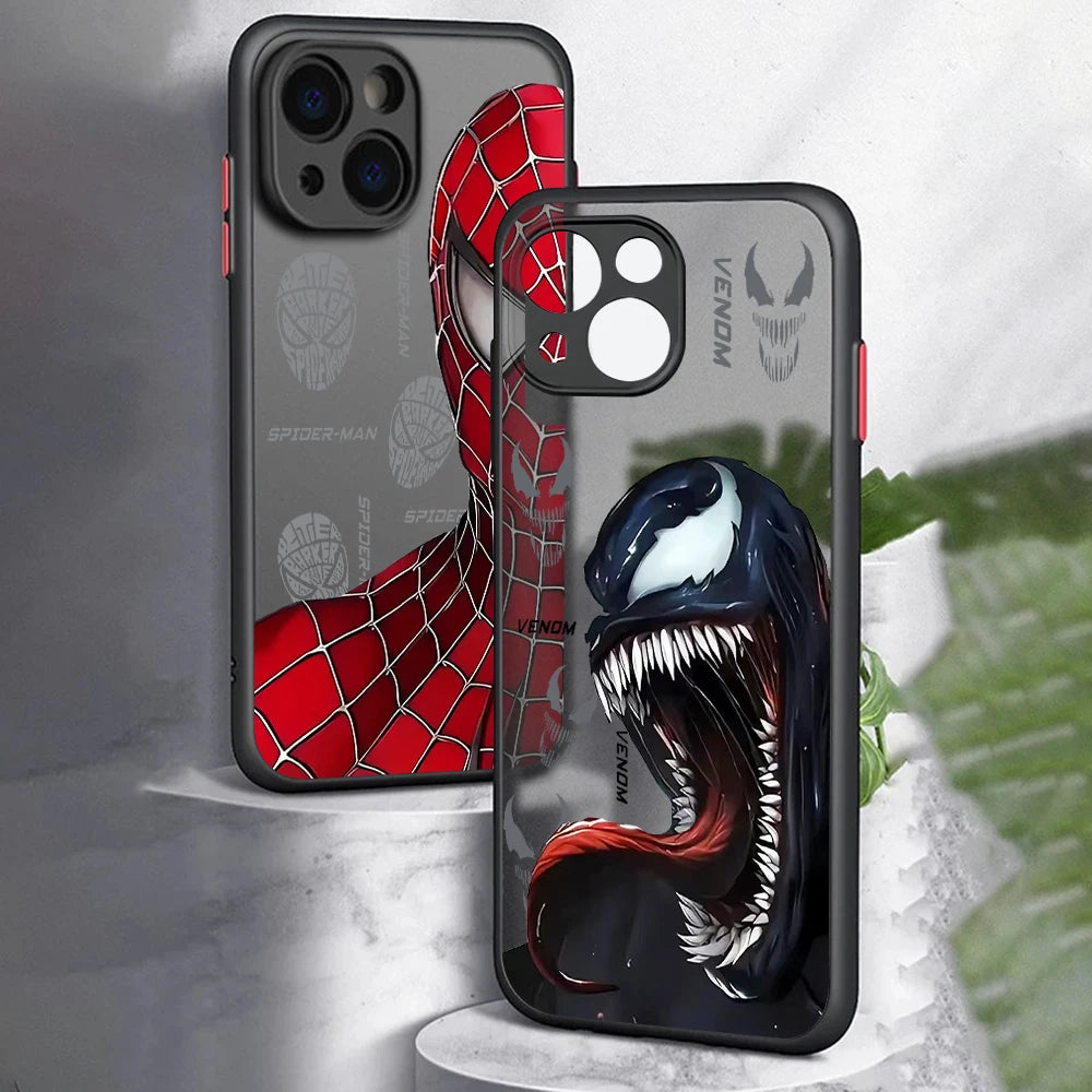 Cool Spiders Mans Venoms Phone Case For iPhone 17e 17 16e 16 15 14 13 12 11 Mini Pro Air  Max X XR XSMax Plus Matte Clear Cover