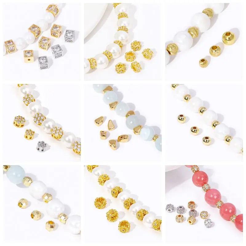 18K Gold Plated Brass Stripe Crimp End Beads Stopper Open Crimp Beads Covers DIY Handmade Crafts Accessories For Jewelry
