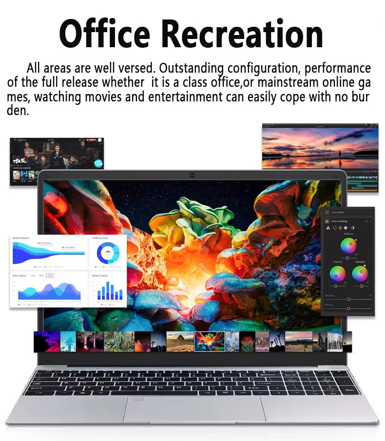 Laptop 15.6' Windows 11 16GB RAM 2TB SSD Intel I7-1165G7 Ultra Slim Notebook Gamer 1080P Display Office Study Computer PC