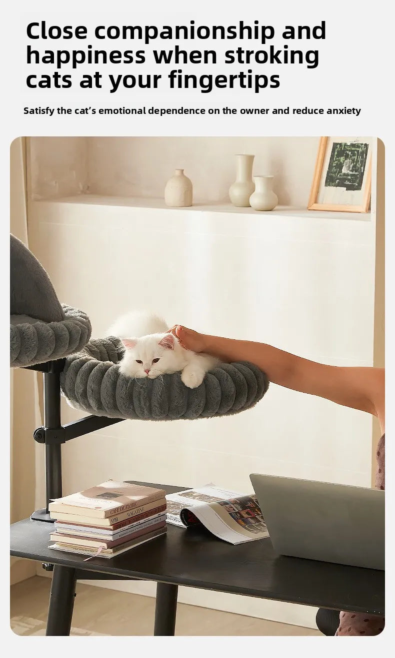 Desktop Cat Winter Bed Round Indoor Cats Comfortable Soft Desk Nest Pet Bed for Kitten Adjustable Height Cat Climbing Frame