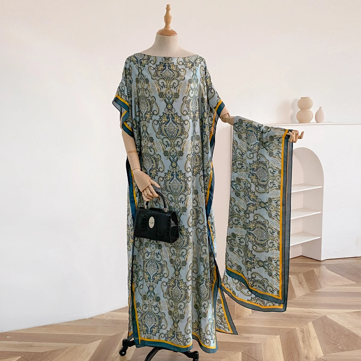 Summer Beach New Fashion African Dresses For Women Elegant Printed Muslim Lady Long Hijab Kaftan Dress Oversize Kuwait Abaya