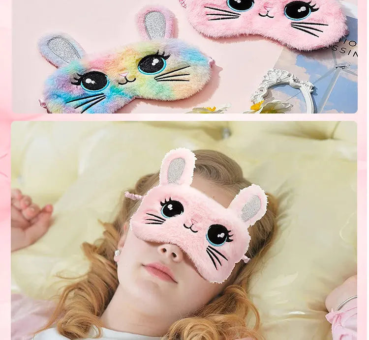 Sleeping Mask Sleeping Blindfold Soft Plush Eye Masks Cute Cat Eye Cover Plush Mask Eyepatch Nap Health Eye Cover  Sleep Mask
