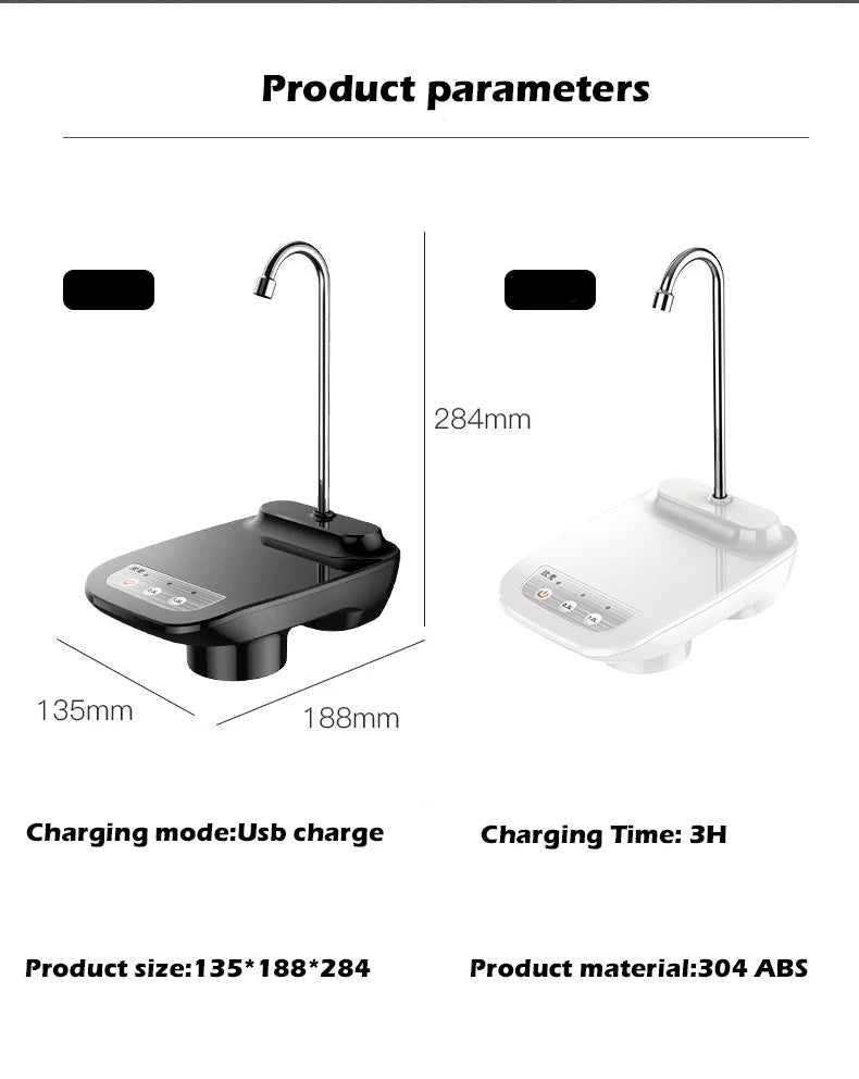Automatic Water Dispenser Electric Water Gallon Bottle Barreled Pump USB Rechargeable Portable Drink Dispenser with Tray