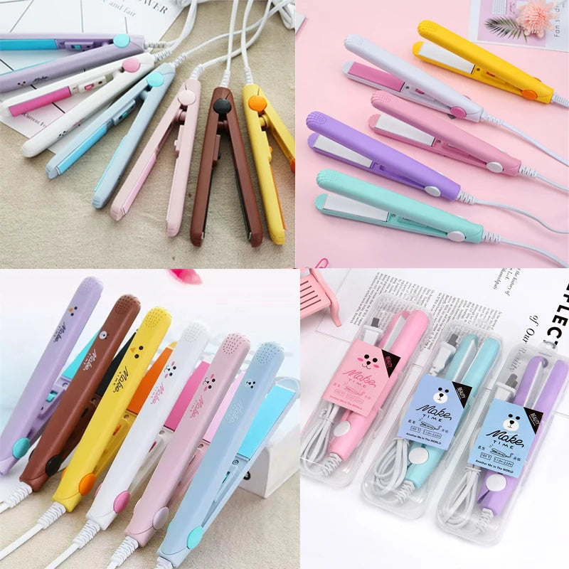 New Mini Hair Straightener Flat Iron Ceramic Curling Iron Short Hair Portable Dual-Use Curler Hair Styling Care For Traveling